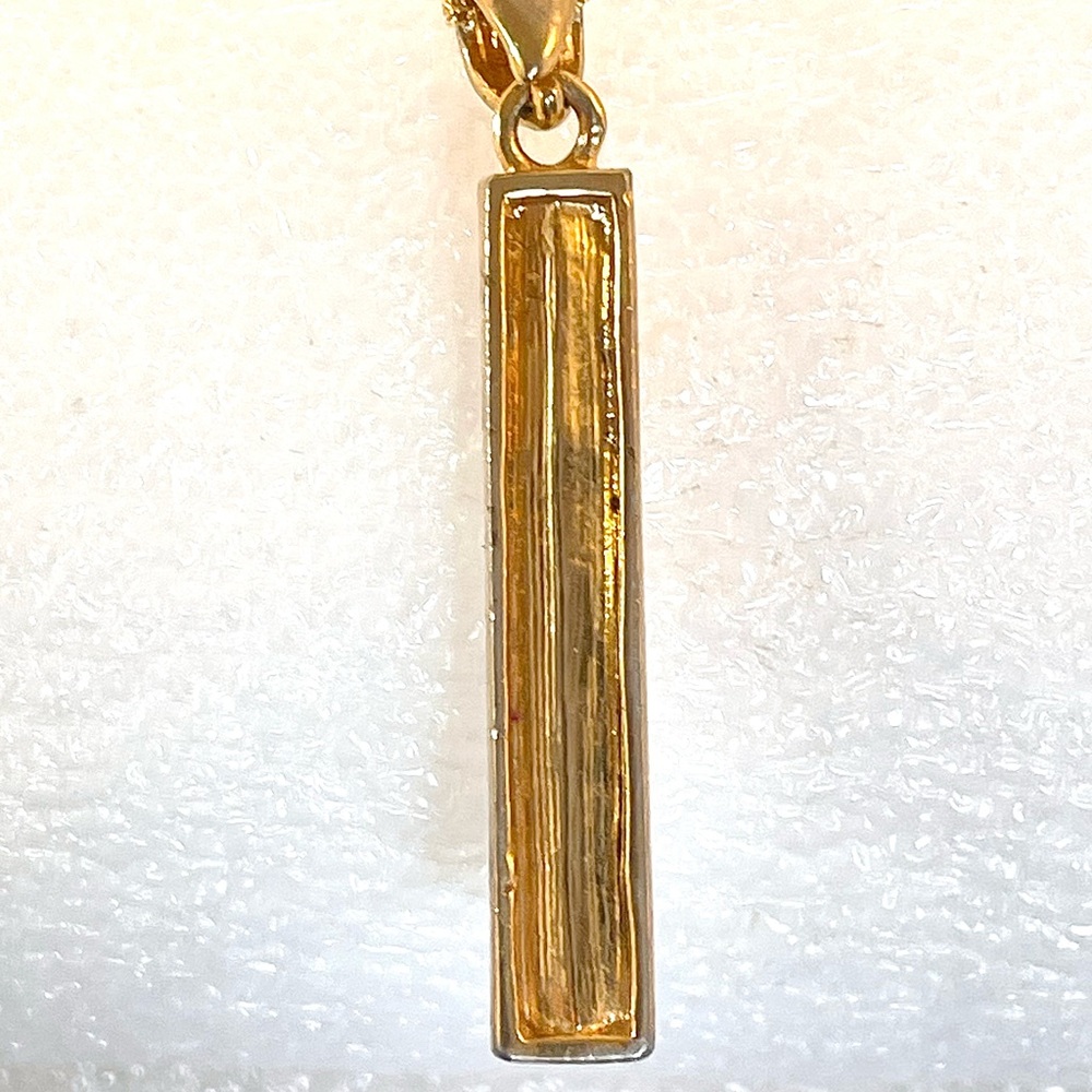 Vintage gold tone CZ Bar Pendant 1.75” large - Picture 5 of 6